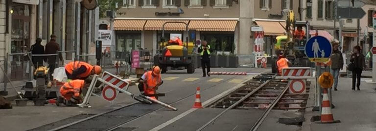 Travaux des voies du tramway